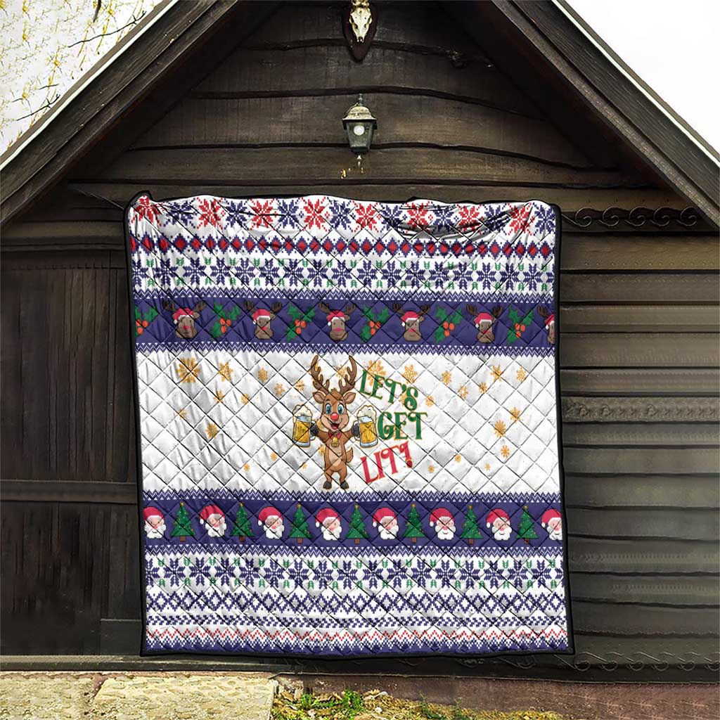 Reindeer Beer Christmas Quilt Xmas Holiday Patterns - Wonder Print Shop