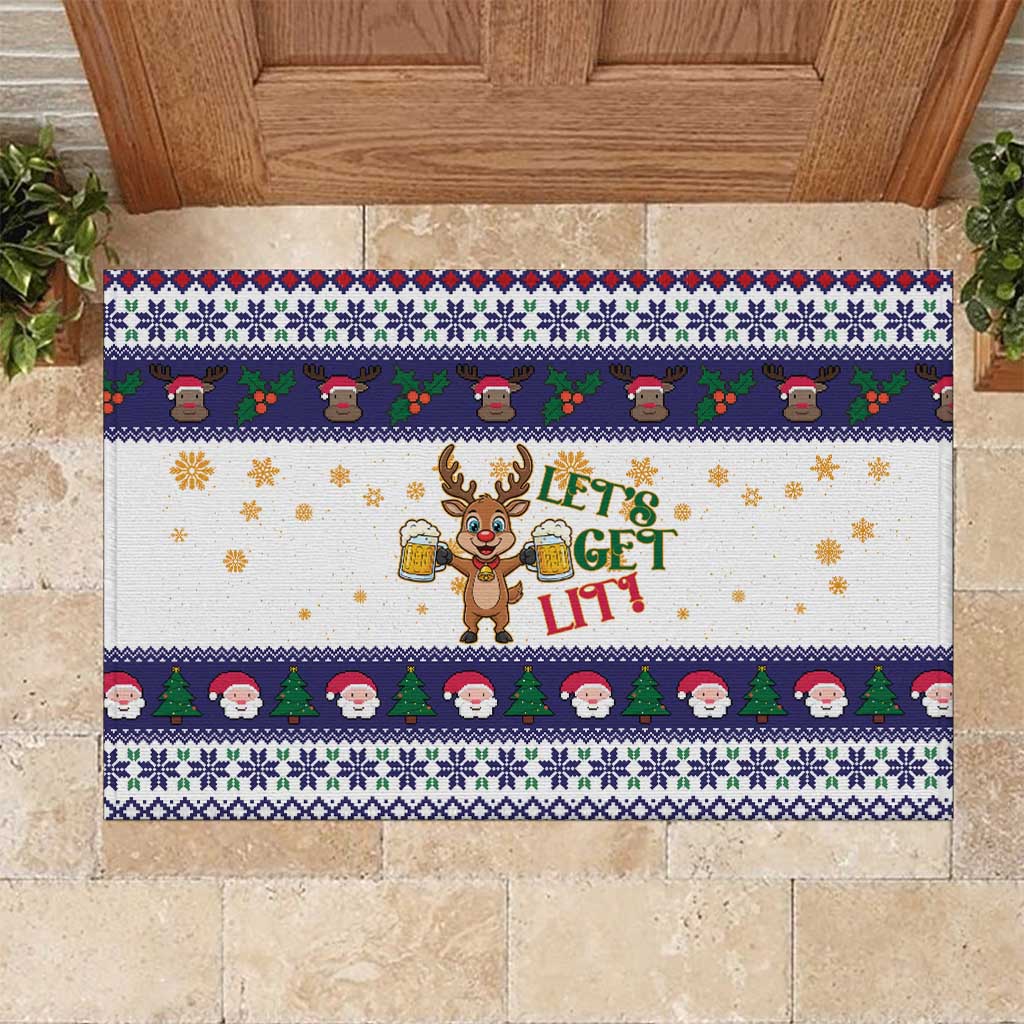 Reindeer Beer Christmas Rubber Doormat Xmas Holiday Patterns - Wonder Print Shop