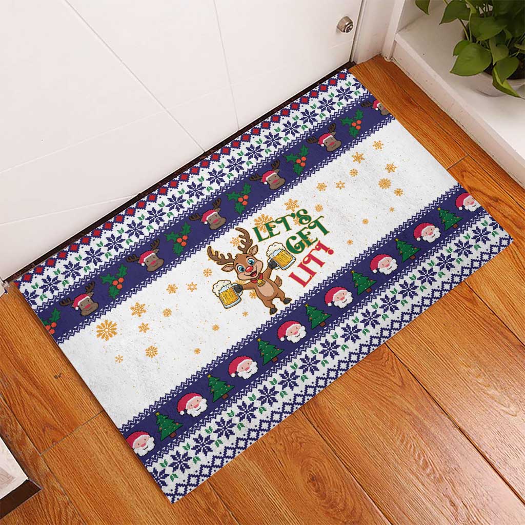 Reindeer Beer Christmas Rubber Doormat Xmas Holiday Patterns - Wonder Print Shop