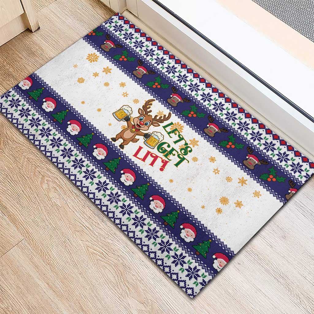 Reindeer Beer Christmas Rubber Doormat Xmas Holiday Patterns - Wonder Print Shop