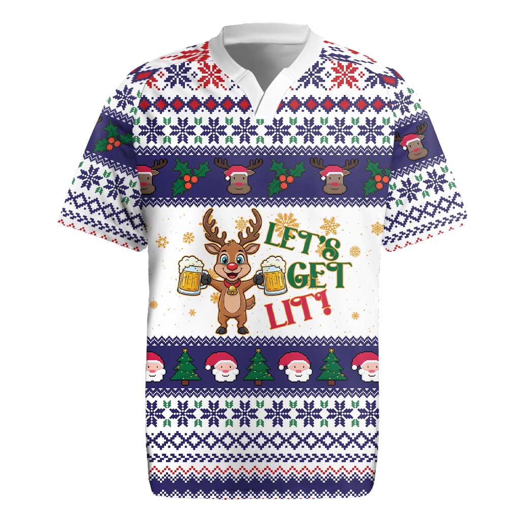 Reindeer Beer Christmas Rugby Jersey Xmas Holiday Patterns - Wonder Print Shop