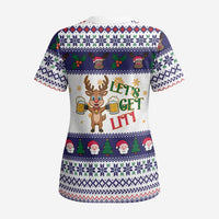 Reindeer Beer Christmas Scrub Top Xmas Holiday Patterns - Wonder Print Shop