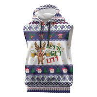 Reindeer Beer Christmas Sleeveless Hoodie Xmas Holiday Patterns - Wonder Print Shop