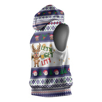 Reindeer Beer Christmas Sleeveless Hoodie Xmas Holiday Patterns - Wonder Print Shop