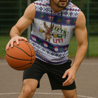 Reindeer Beer Christmas Sleeveless Hoodie Xmas Holiday Patterns - Wonder Print Shop