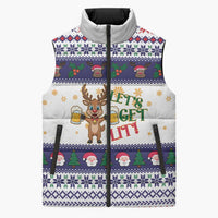 Reindeer Beer Christmas Sleeveless Puffer Jacket Xmas Holiday Patterns - Wonder Print Shop