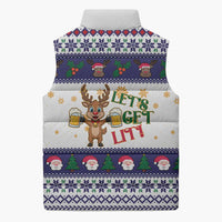 Reindeer Beer Christmas Sleeveless Puffer Jacket Xmas Holiday Patterns - Wonder Print Shop