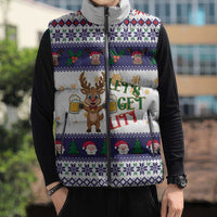 Reindeer Beer Christmas Sleeveless Puffer Jacket Xmas Holiday Patterns - Wonder Print Shop