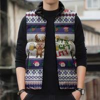 Reindeer Beer Christmas Sleeveless Puffer Jacket Xmas Holiday Patterns - Wonder Print Shop