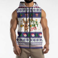Reindeer Beer Christmas Sleeveless Zip Hoodie Xmas Holiday Patterns - Wonder Print Shop