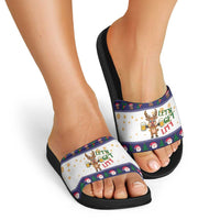 Reindeer Beer Christmas Slide Sandals Xmas Holiday Patterns - Wonder Print Shop