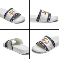 Reindeer Beer Christmas Slide Sandals Xmas Holiday Patterns - Wonder Print Shop