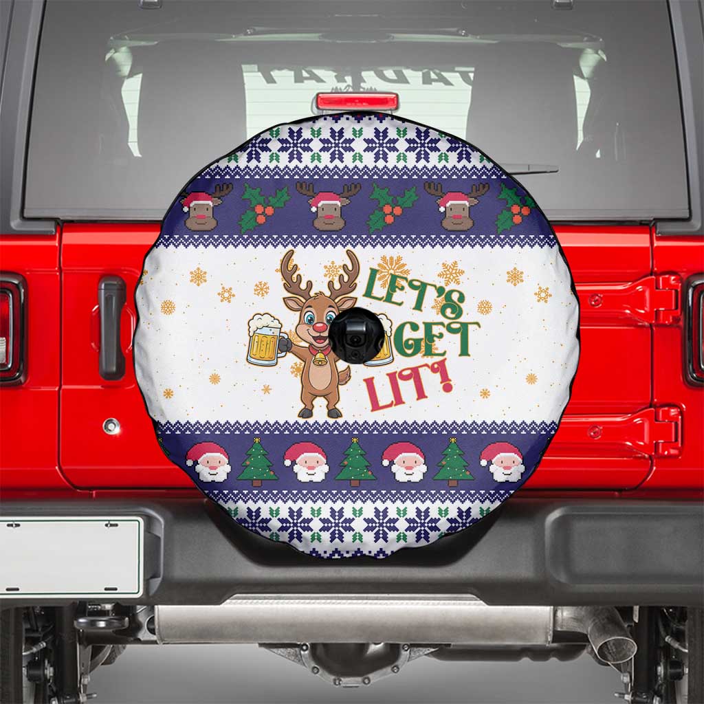 Reindeer Beer Christmas Spare Tire Cover Xmas Holiday Patterns - Wonder Print Shop