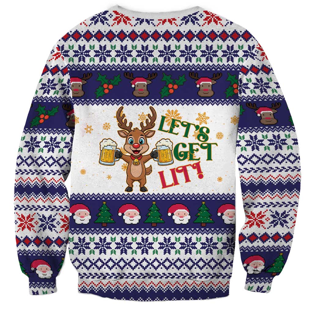 Reindeer Beer Christmas Sweatshirt Xmas Holiday Patterns - Wonder Print Shop