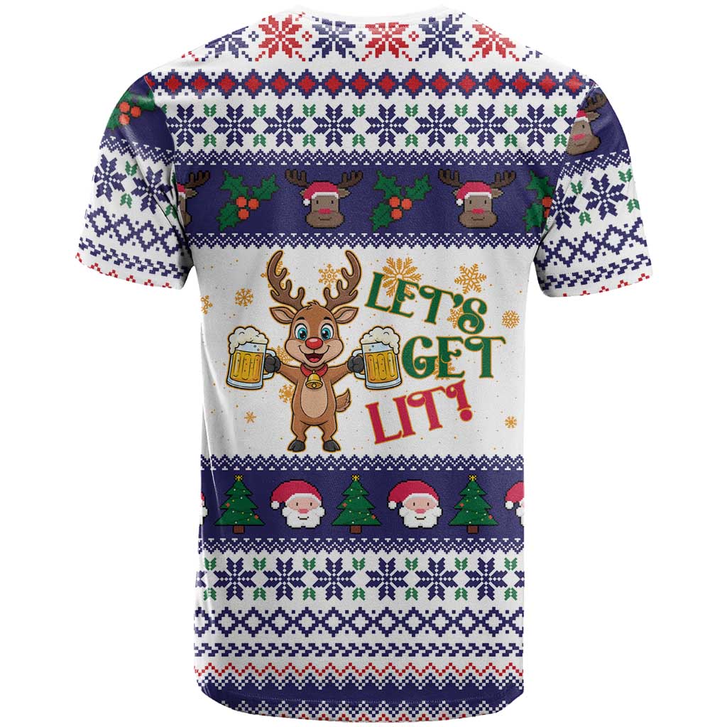 Reindeer Beer Christmas T Shirt Xmas Holiday Patterns - Wonder Print Shop