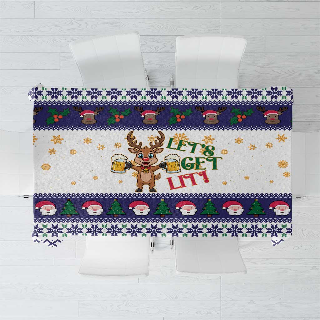Reindeer Beer Christmas Tablecloth Xmas Holiday Patterns - Wonder Print Shop