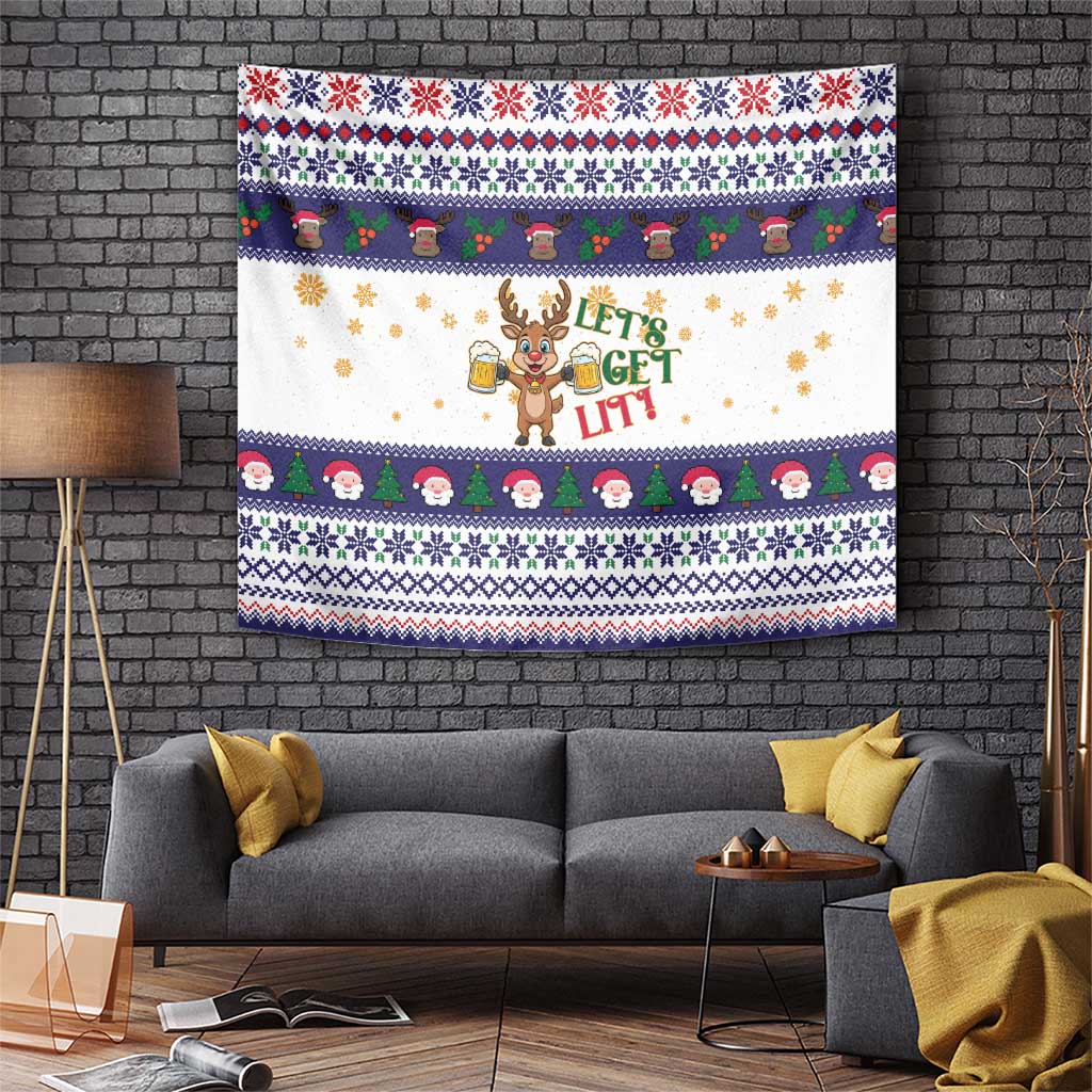 Reindeer Beer Christmas Tapestry Xmas Holiday Patterns - Wonder Print Shop