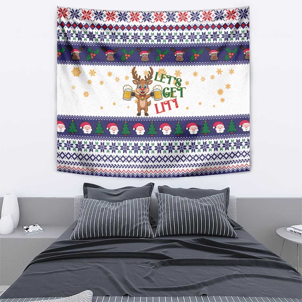 Reindeer Beer Christmas Tapestry Xmas Holiday Patterns - Wonder Print Shop
