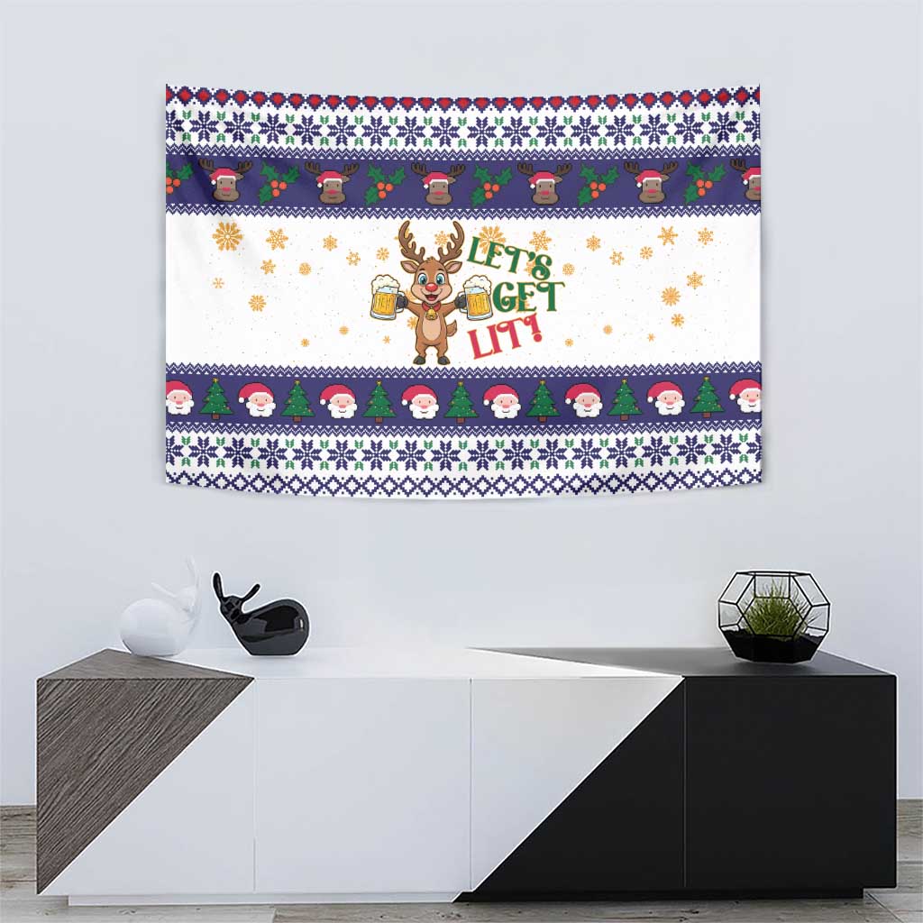 Reindeer Beer Christmas Tapestry Xmas Holiday Patterns - Wonder Print Shop
