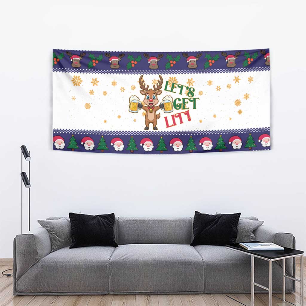 Reindeer Beer Christmas Tapestry Xmas Holiday Patterns - Wonder Print Shop