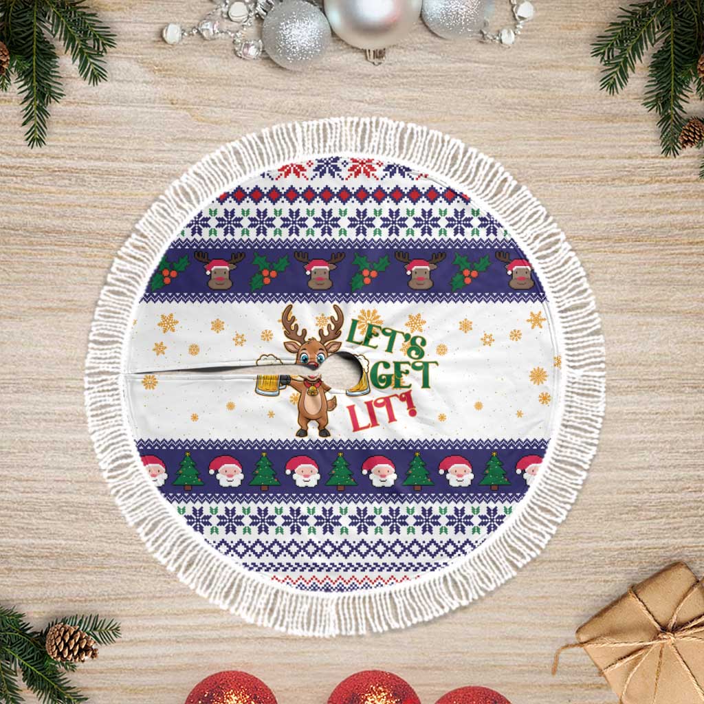 Reindeer Beer Christmas Tree Skirt Xmas Holiday Patterns - Wonder Print Shop