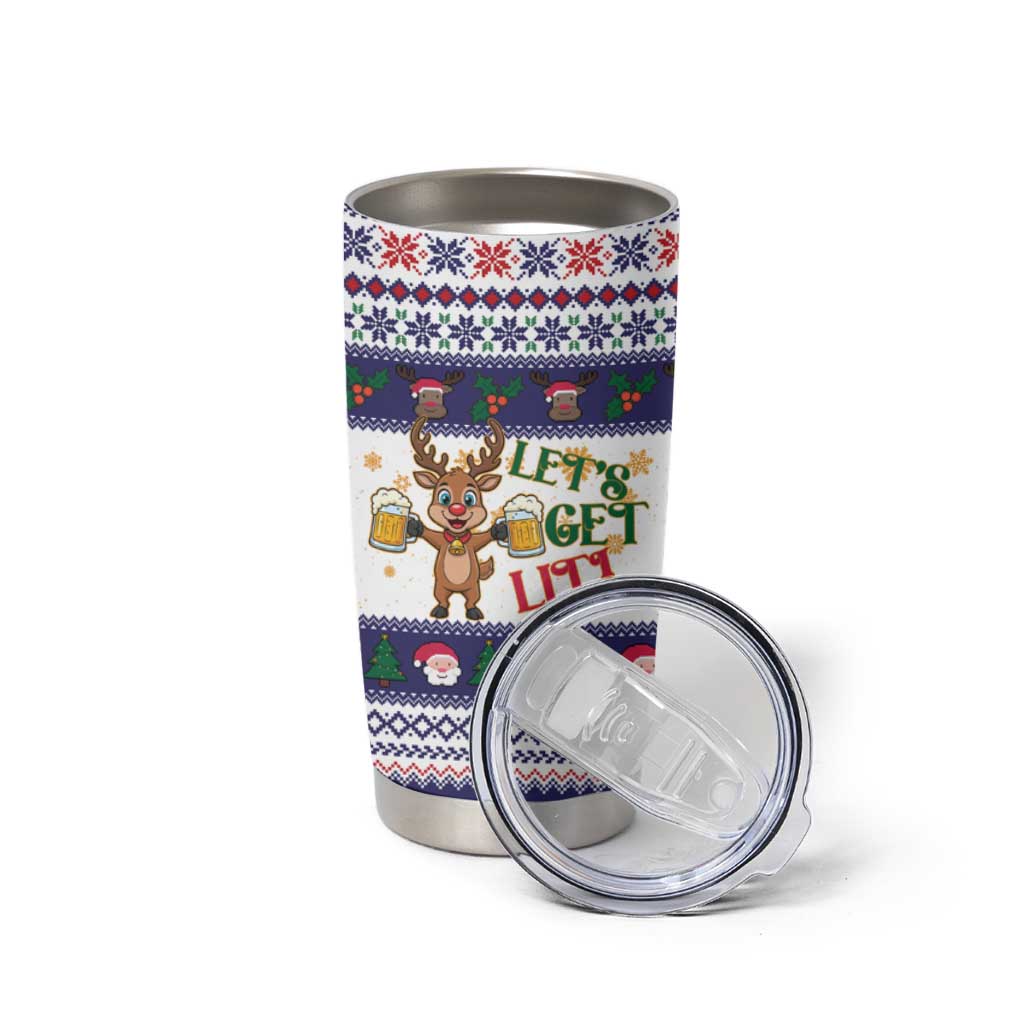 Reindeer Beer Christmas Tumbler Cup Xmas Holiday Patterns - Wonder Print Shop