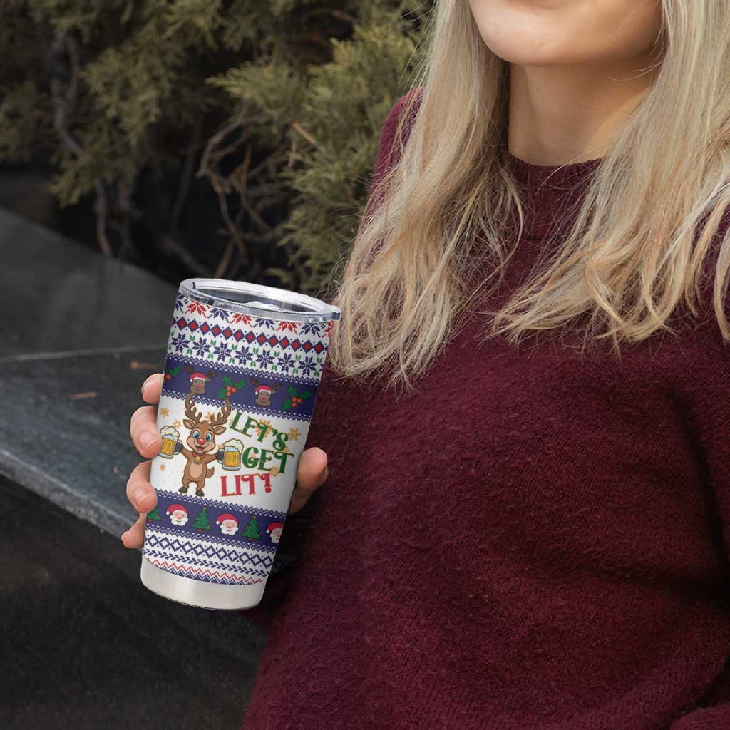 Reindeer Beer Christmas Tumbler Cup Xmas Holiday Patterns - Wonder Print Shop