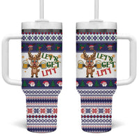 Reindeer Beer Christmas Tumbler With Handle Xmas Holiday Patterns - Wonder Print Shop