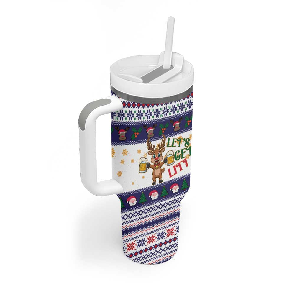Reindeer Beer Christmas Tumbler With Handle Xmas Holiday Patterns - Wonder Print Shop