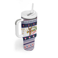 Reindeer Beer Christmas Tumbler With Handle Xmas Holiday Patterns - Wonder Print Shop