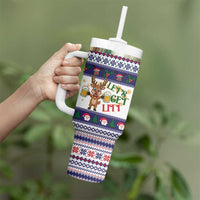 Reindeer Beer Christmas Tumbler With Handle Xmas Holiday Patterns - Wonder Print Shop