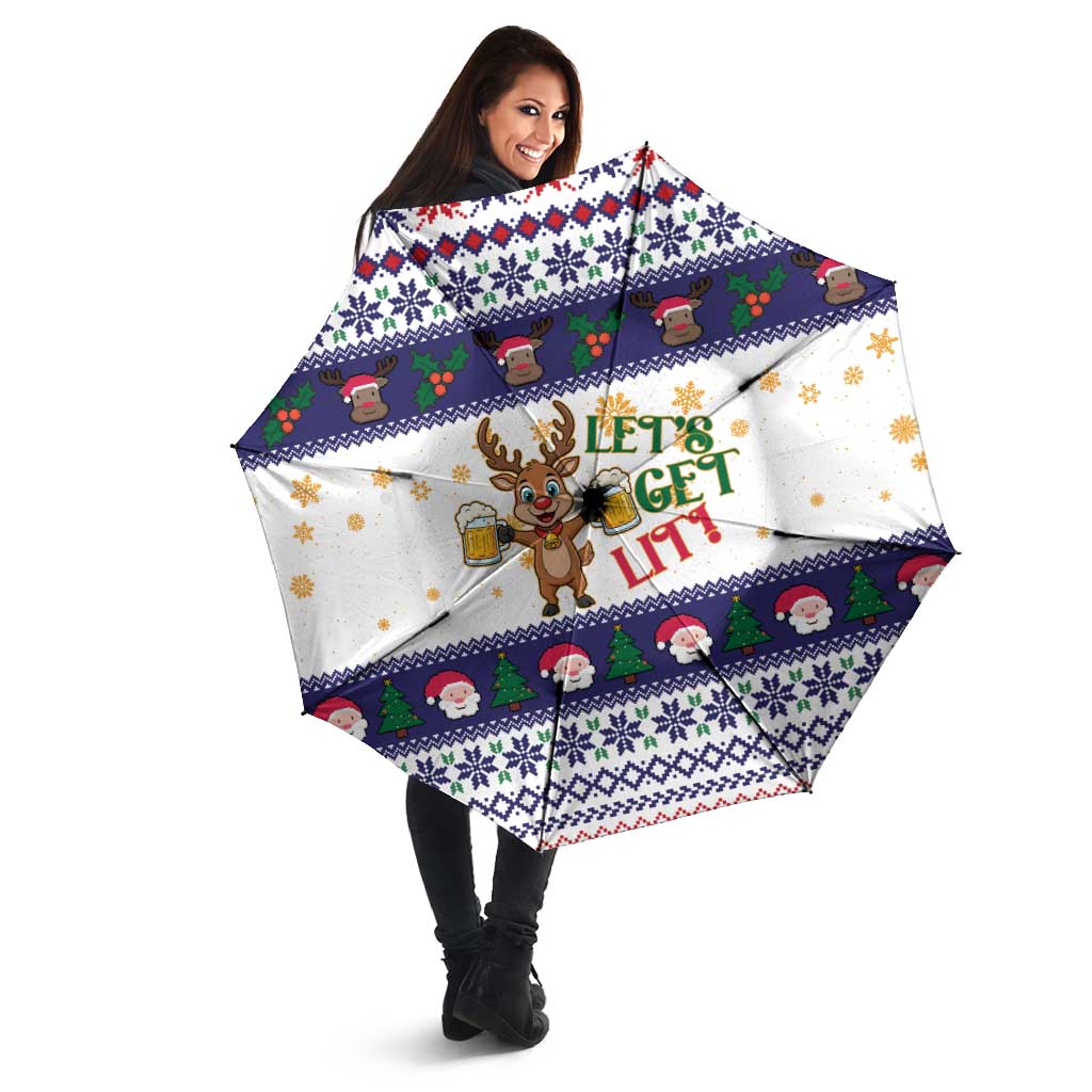 Reindeer Beer Christmas Umbrella Xmas Holiday Patterns - Wonder Print Shop