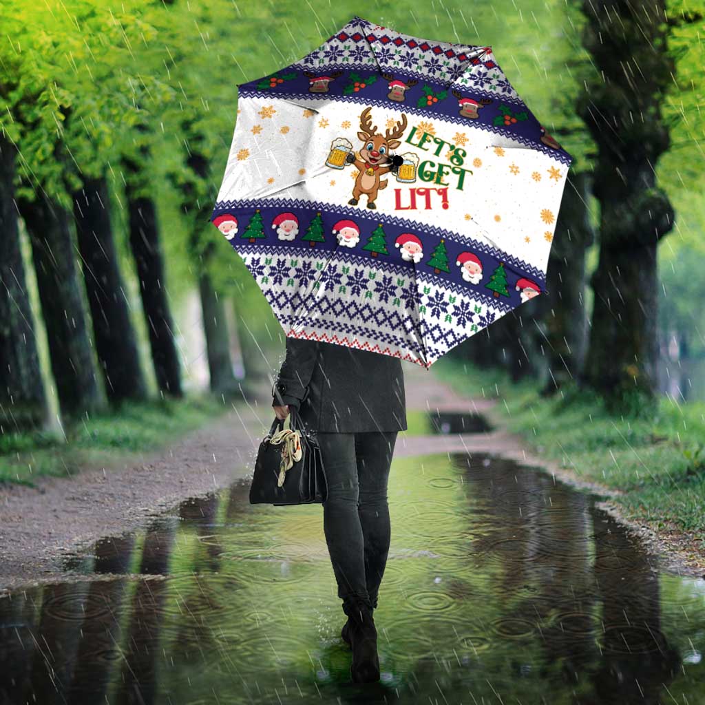 Reindeer Beer Christmas Umbrella Xmas Holiday Patterns - Wonder Print Shop