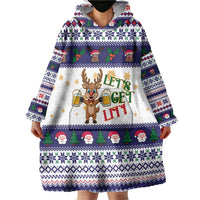 Reindeer Beer Christmas Wearable Blanket Hoodie Xmas Holiday Patterns - Wonder Print Shop