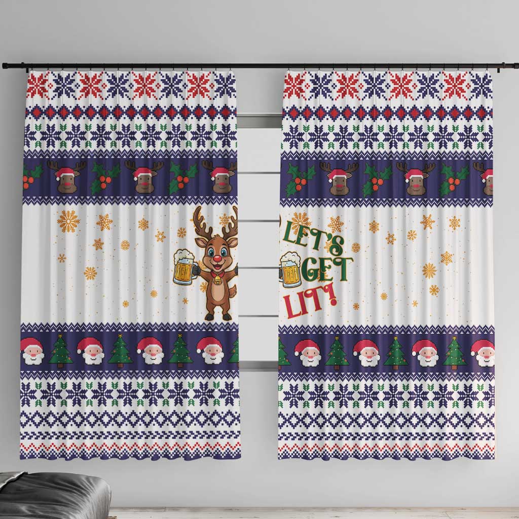 Reindeer Beer Christmas Window Curtain Xmas Holiday Patterns - Wonder Print Shop