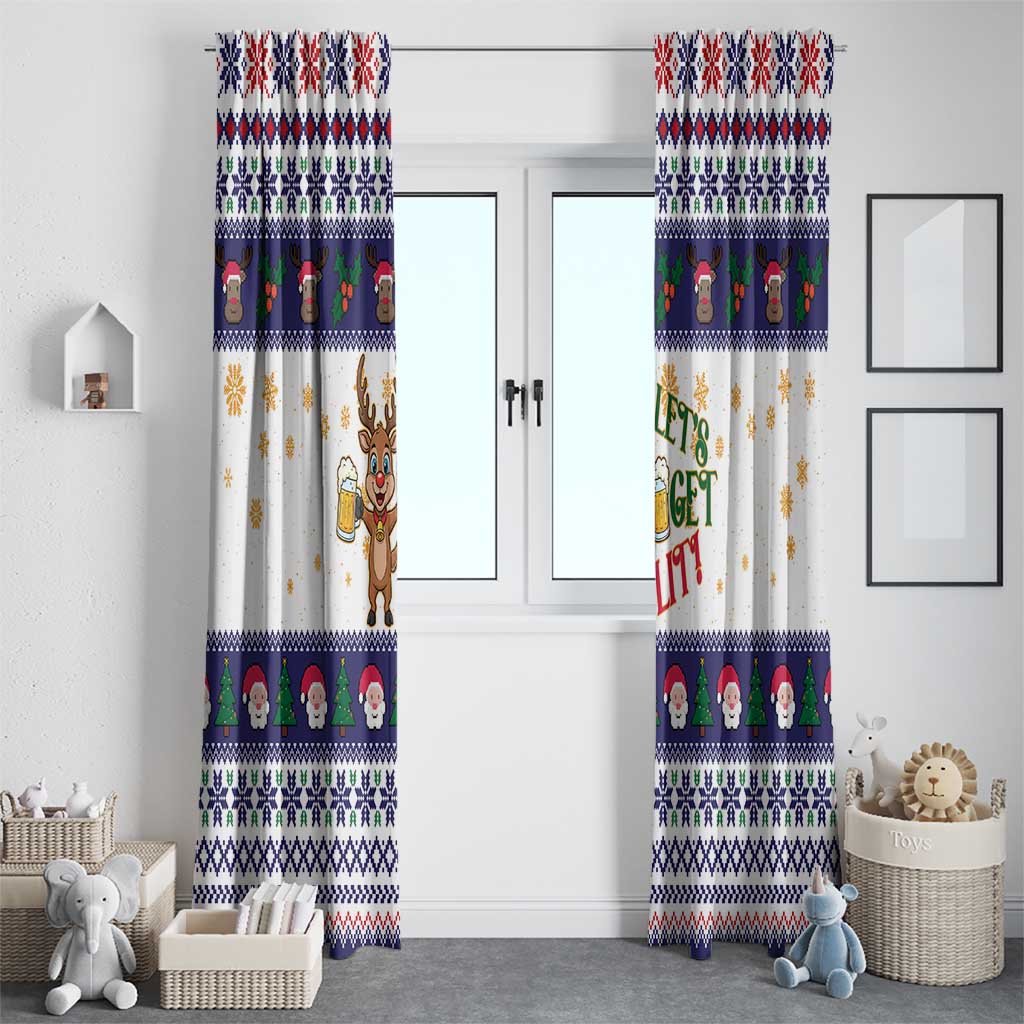Reindeer Beer Christmas Window Curtain Xmas Holiday Patterns - Wonder Print Shop