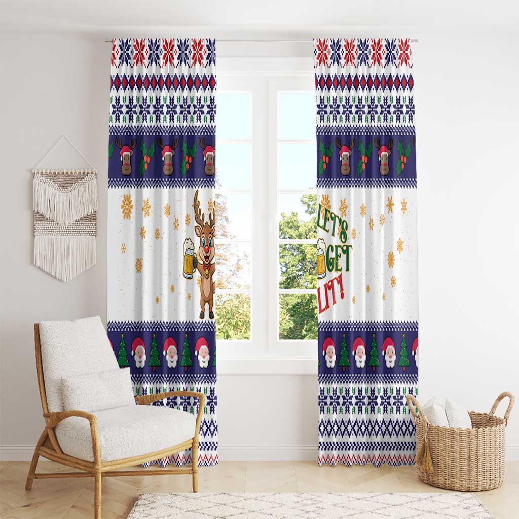 Reindeer Beer Christmas Window Curtain Xmas Holiday Patterns - Wonder Print Shop