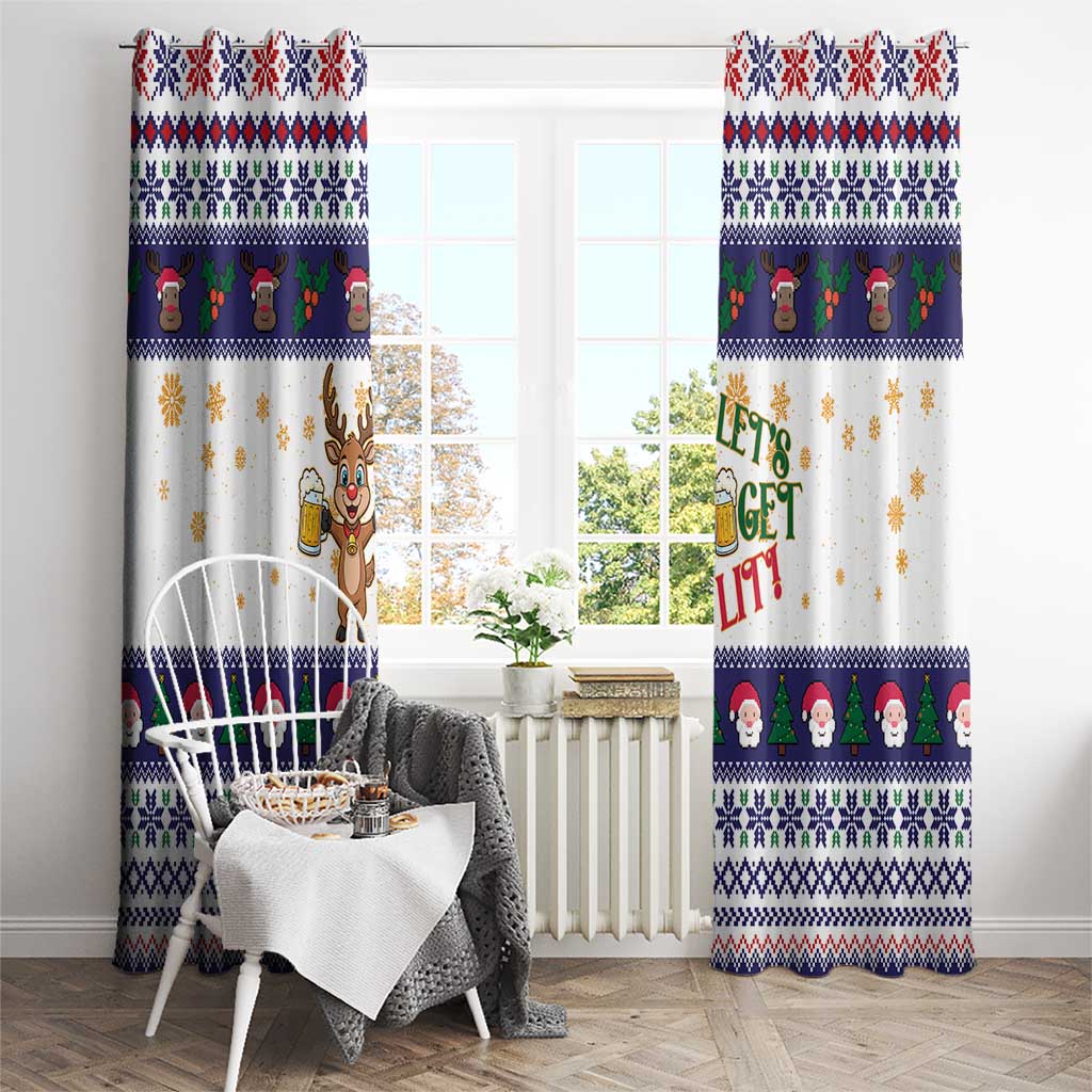 Reindeer Beer Christmas Window Curtain Xmas Holiday Patterns - Wonder Print Shop