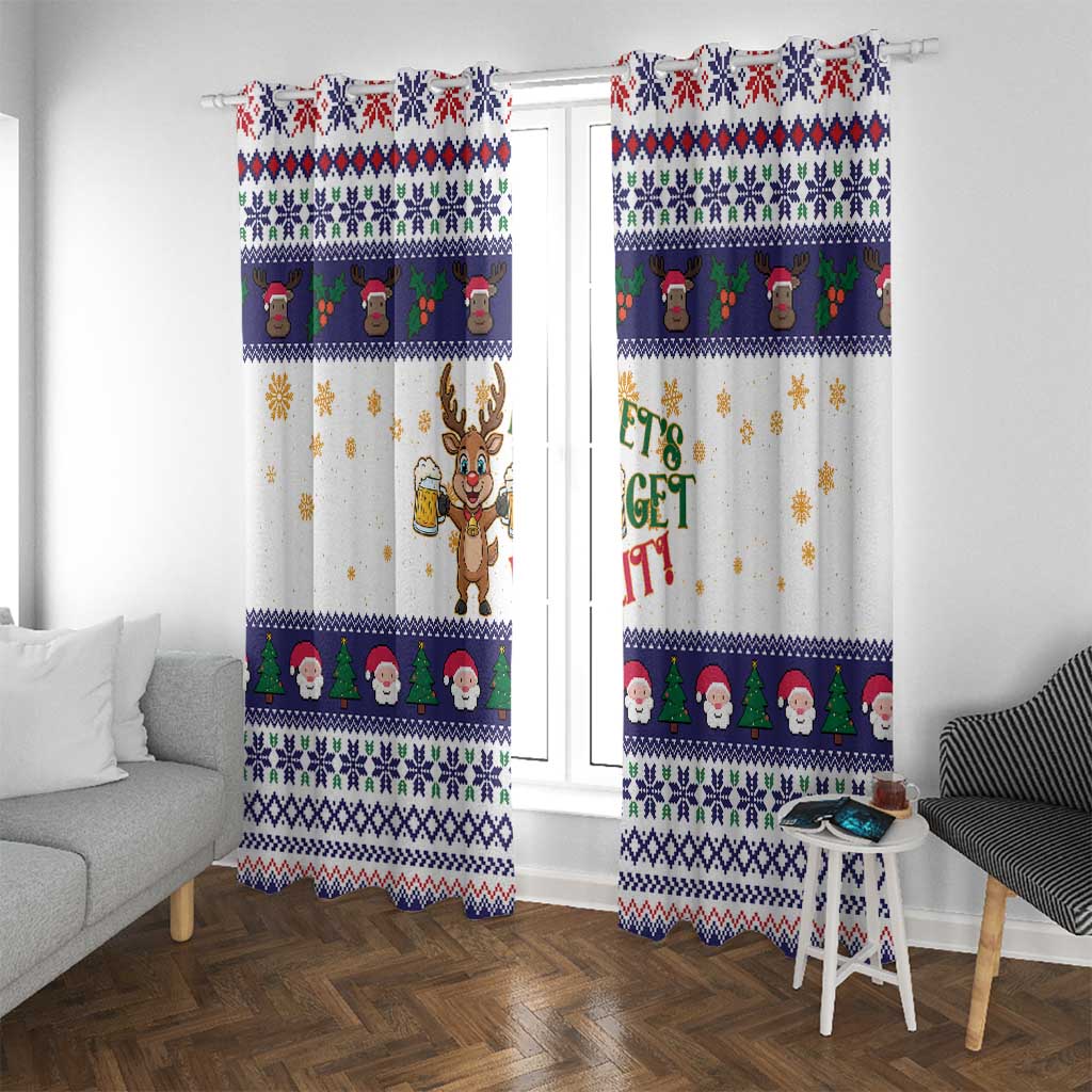 Reindeer Beer Christmas Window Curtain Xmas Holiday Patterns - Wonder Print Shop