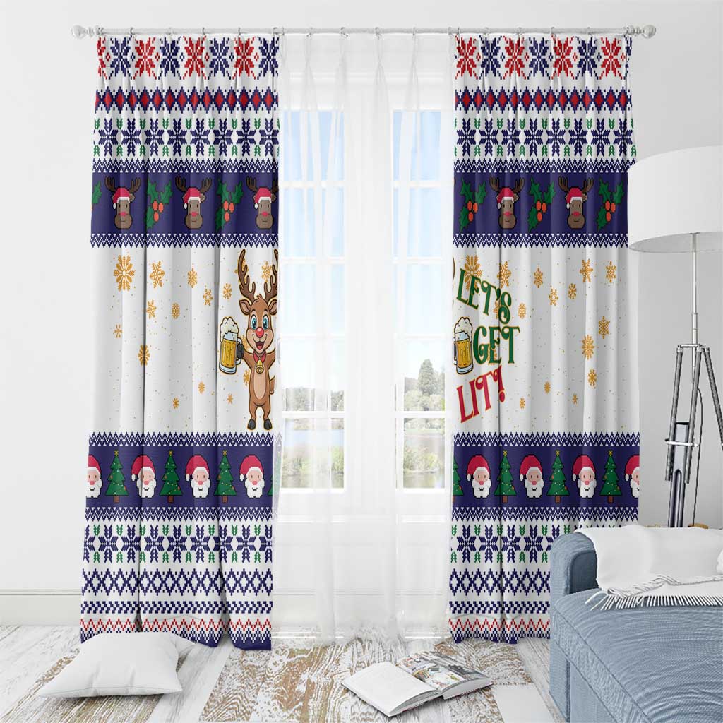 Reindeer Beer Christmas Window Curtain Xmas Holiday Patterns - Wonder Print Shop