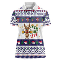 Reindeer Beer Christmas Women Polo Shirt Xmas Holiday Patterns - Wonder Print Shop