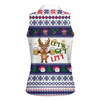 Reindeer Beer Christmas Women Sleeveless Polo Shirt Xmas Holiday Patterns - Wonder Print Shop