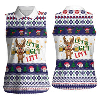Reindeer Beer Christmas Women Sleeveless Polo Shirt Xmas Holiday Patterns - Wonder Print Shop
