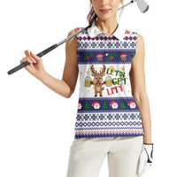 Reindeer Beer Christmas Women Sleeveless Polo Shirt Xmas Holiday Patterns - Wonder Print Shop