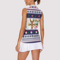 Reindeer Beer Christmas Women Sleeveless Polo Shirt Xmas Holiday Patterns - Wonder Print Shop
