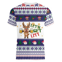 Reindeer Beer Christmas Women V-Neck T-Shirt Xmas Holiday Patterns - Wonder Print Shop