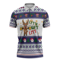 Reindeer Beer Christmas Zipper Polo Shirt Xmas Holiday Patterns - Wonder Print Shop