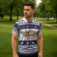 Reindeer Beer Christmas Zipper Polo Shirt Xmas Holiday Patterns - Wonder Print Shop
