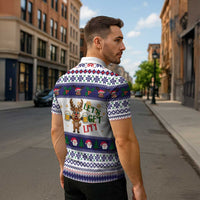 Reindeer Beer Christmas Zipper Polo Shirt Xmas Holiday Patterns - Wonder Print Shop