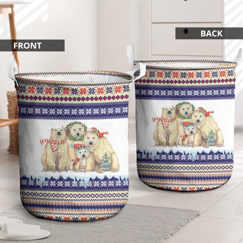 Polar Bears Christma Christmas Laundry Basket Xmas Holiday Patterns - Wonder Print Shop